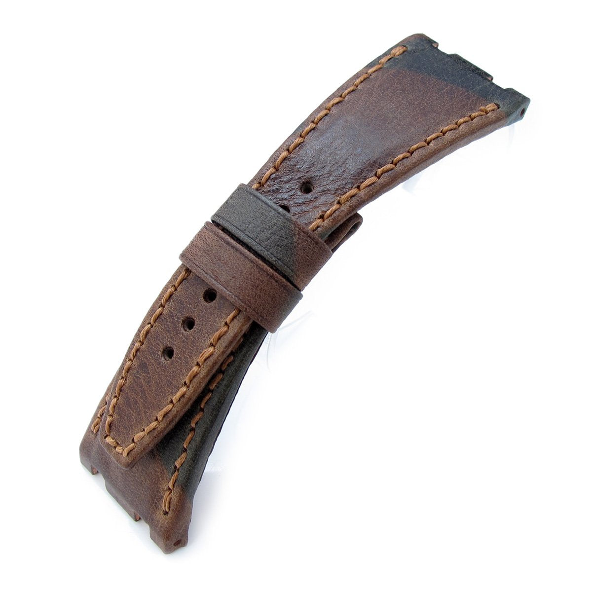 Camo Pattern Leather of Art Watch Strap Wax thread Brown Stitching custom made for Audemars Piguet Royal Oak Offshore Strapcode Watch Bands