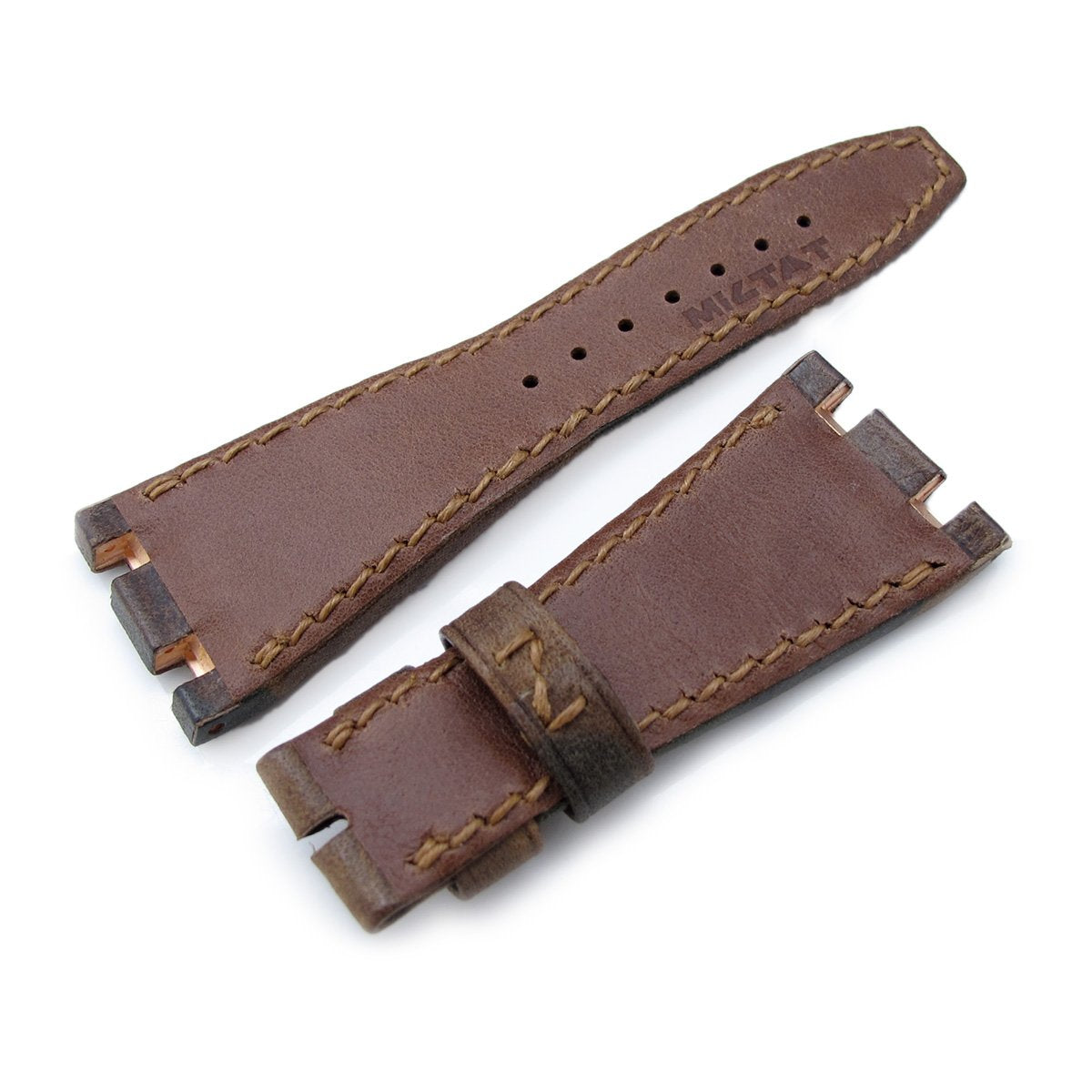 Camo Pattern Leather of Art Watch Strap Wax thread Brown Stitching custom made for Audemars Piguet Royal Oak Offshore Strapcode Watch Bands