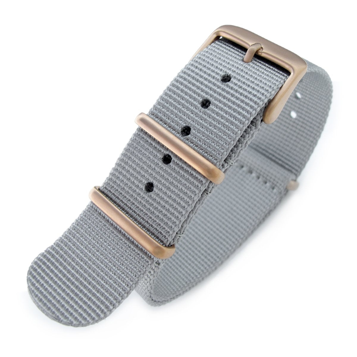 NATO 20mm G10 Military Watch Band Nylon Strap Military Grey IP Champagne 260mm Strapcode Watch Bands