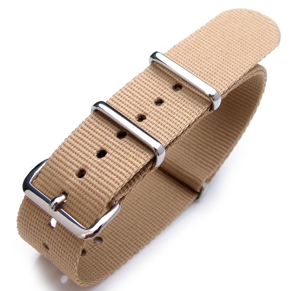 Nato 20mm or 22mm Heat Sealed Heavy Nylon Polished Buckle Desert Strapcode Watch Bands