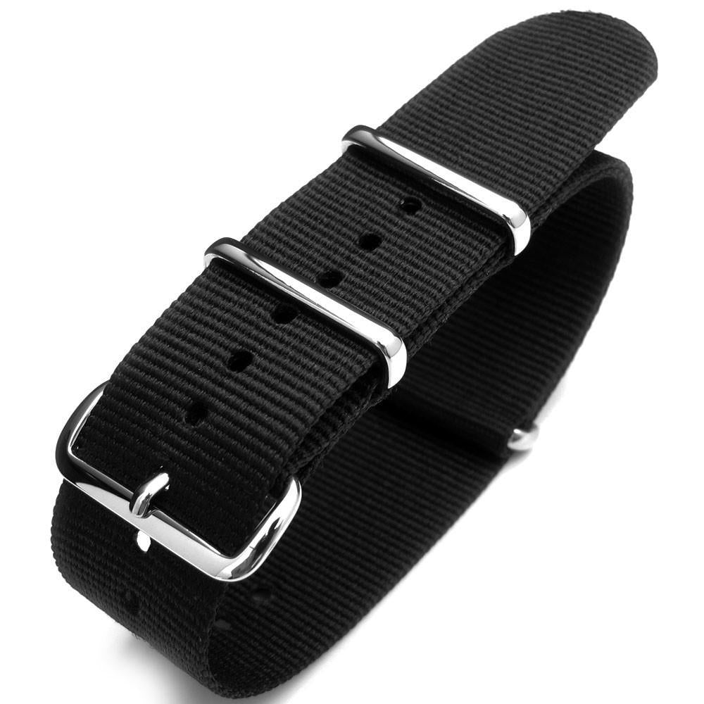 Matte Black G10 Nato Watch Band Heat Sealed Heavy Nylon Polished Buckle Strapcode Watch Bands