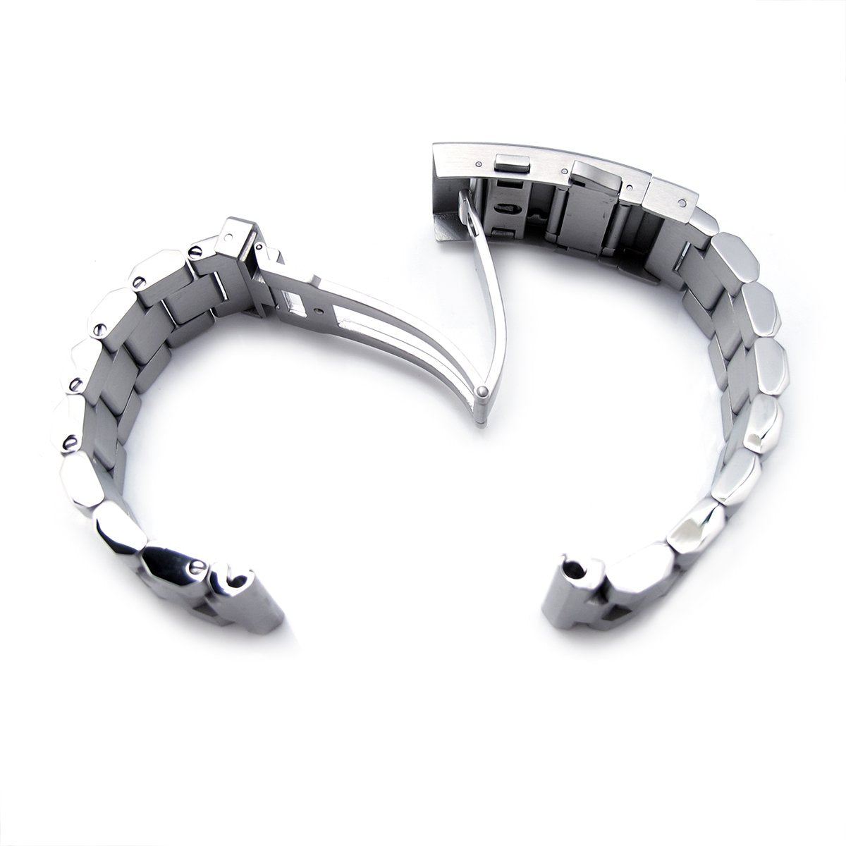 20mm Hexad 316L Stainless Steel Watch Band Straight Lug Wetsuit Ratchet Buckle Brushed Strapcode Watch Bands
