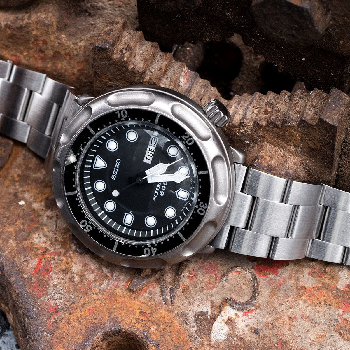 Seiko Professional Titanium 600m Ashtray Diver Watch 7C46-6010 Strapcode Watch Bands