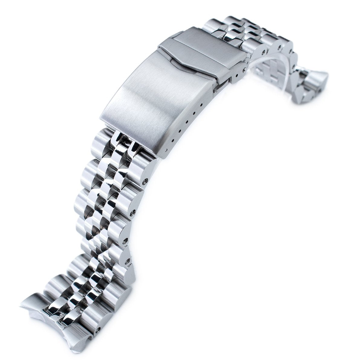 22mm Angus-J Louis Watch Band for Seiko GMT SSK001, 316L Stainless Steel Brushed V-Clasp Strapcode Watch Bands
