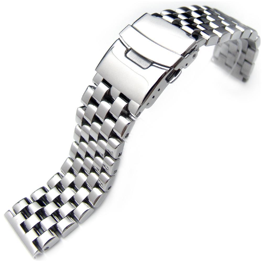 20mm 22mm or 24mm Polished Super Engineer Type I Solid Link 316L Stainless Steel Watch Bracelet Strapcode Watch Bands