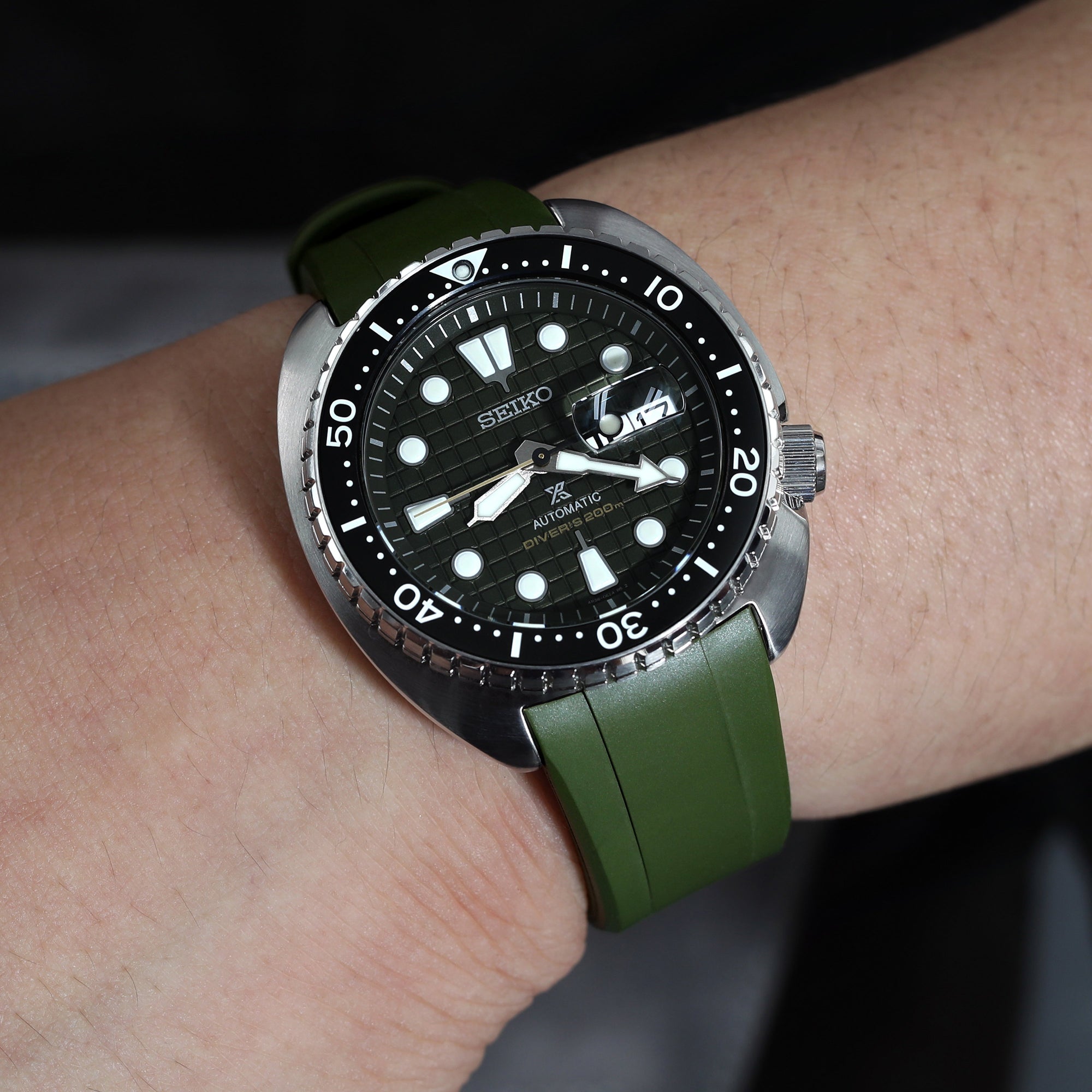 Seiko King Turtle Prospex SRPE05K1 Green Diver Ceramic Insert Strapcode Watch Bands