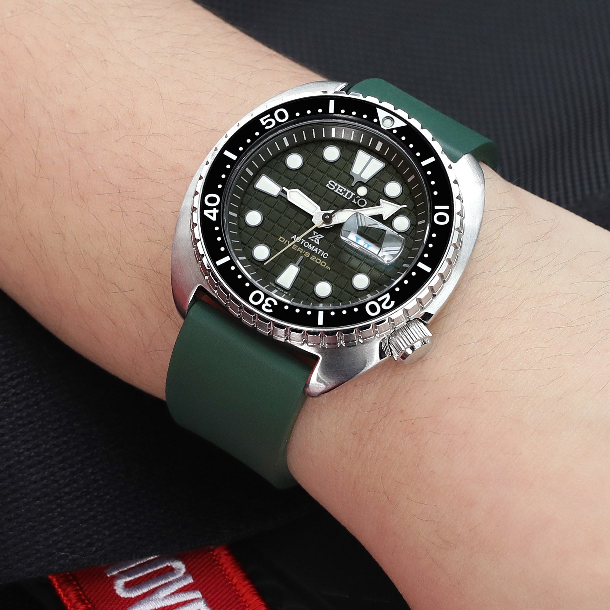 Seiko New Turtle Prospex SRPE05K1 Green Diver Ceramic Insert Strapcode Watch Bands