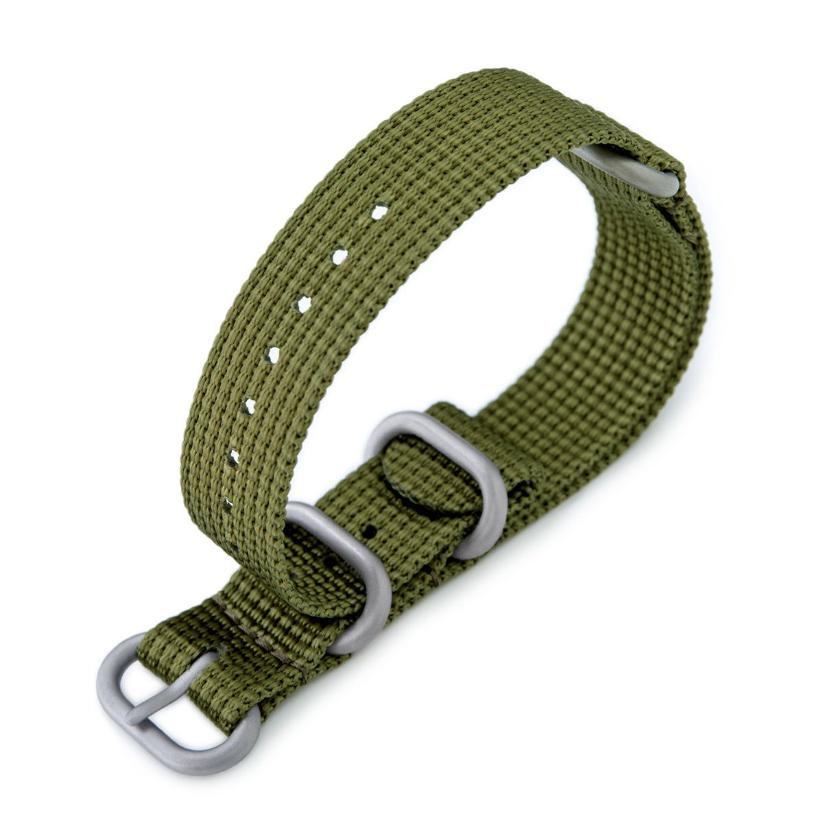 MiLTAT 18mm 3 Rings Zulu military watch strap 3D woven nylon armband Olive Green Brushed Hardware Strapcode Watch Bands