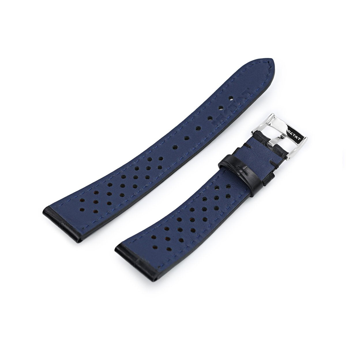 Miltat Razer 20mm MiLTAT ラリーレーシング 本物アリゲーター ブラック時計ベルト | Strapcode
