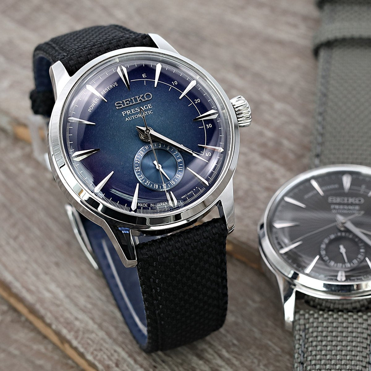 Cinturino orologio in nylon nero intrecciato, texture robusta, 20mm,