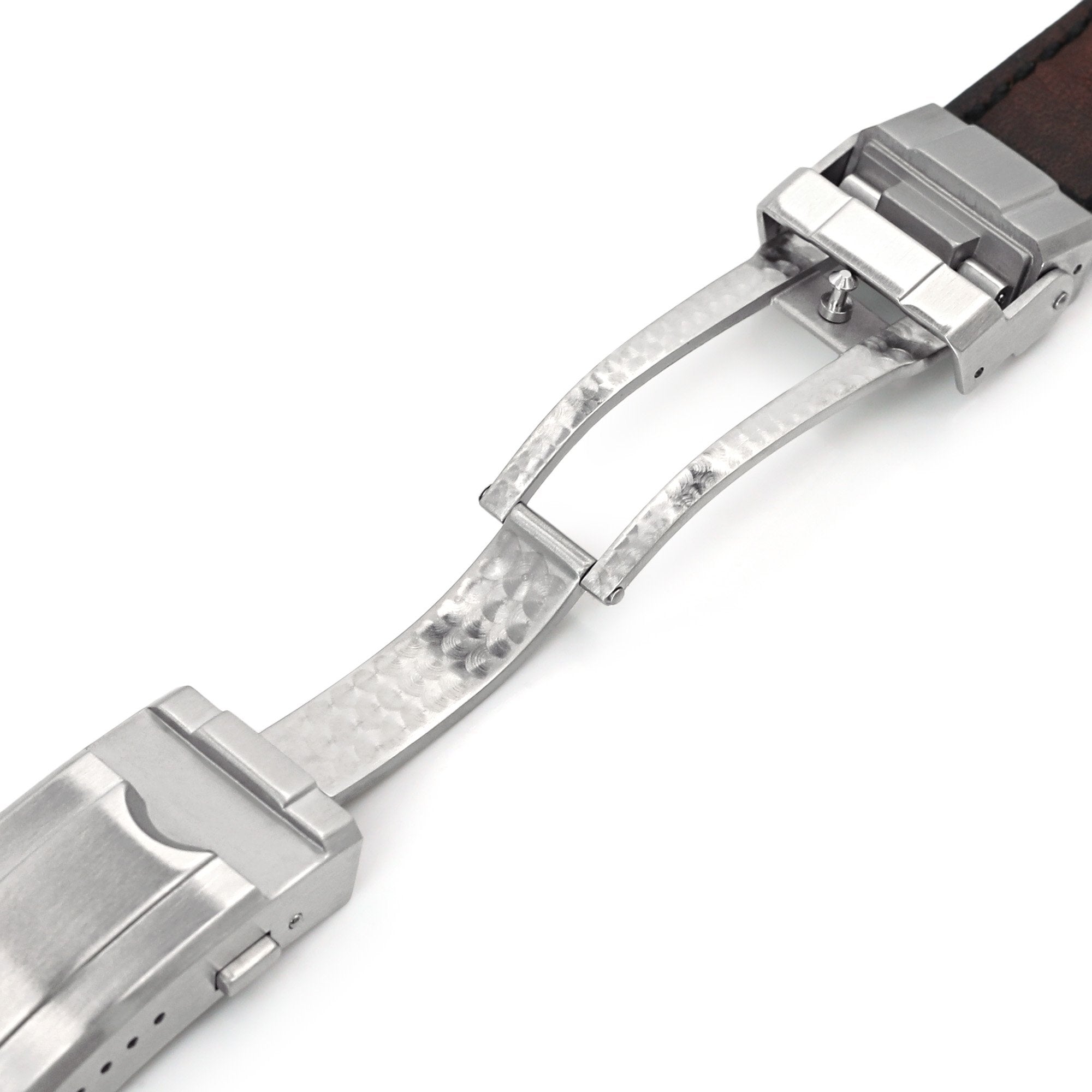 20mm MiLTAT Senno G10 Leather Watch Strap LV Beige, PVD Black - Strapcode