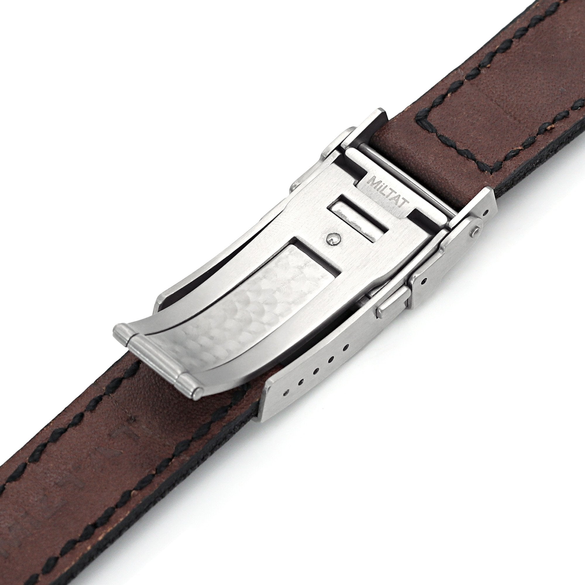 20mm MiLTAT Senno G10 Leather Watch Strap LV Beige, Brushed - Strapcode