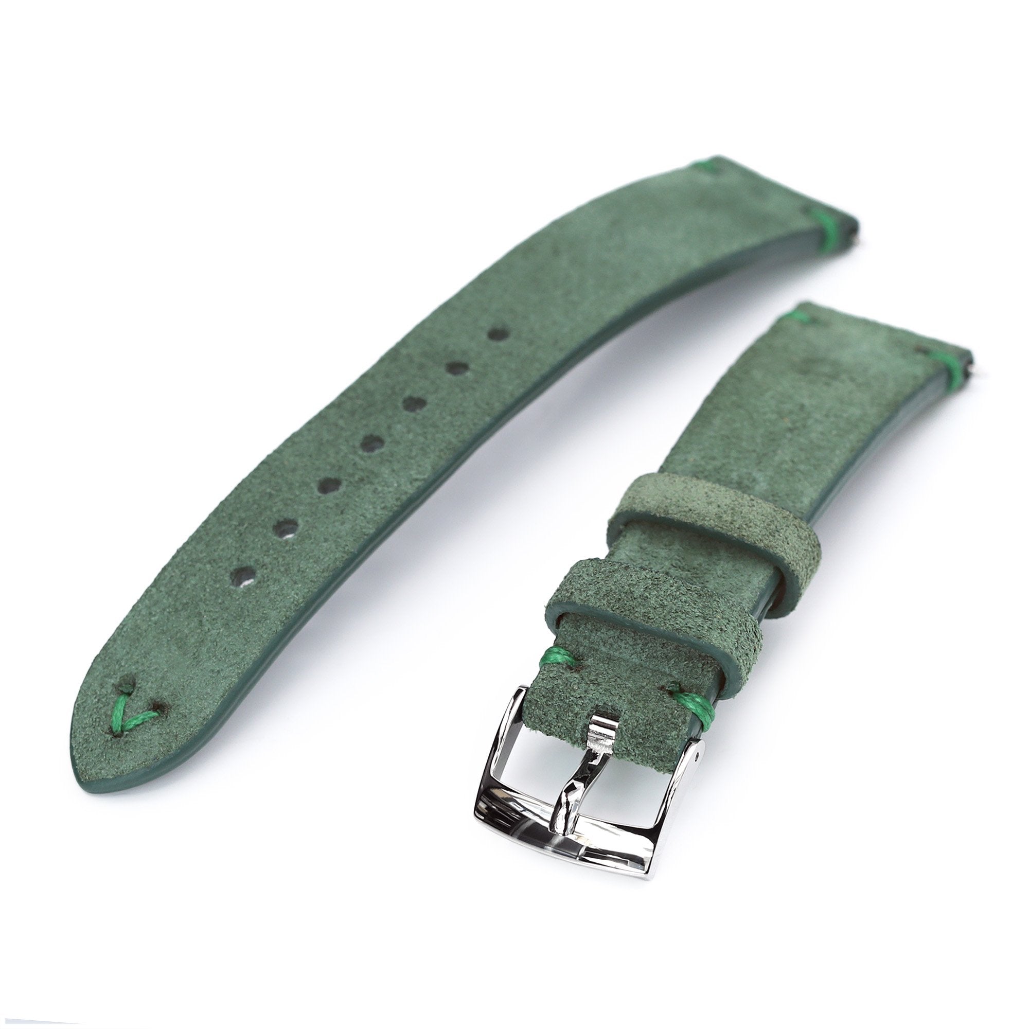 20mm Emerald Green Quick Release Italian Suede Leather Watch Strap Green St. Strapcode Watch Bands