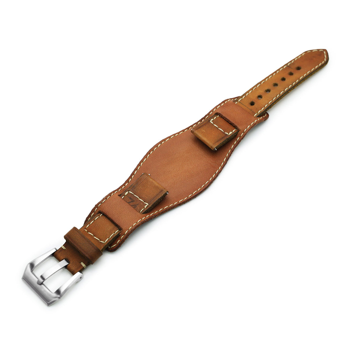 20mm Gunny X MT &#39;74&#39; Light Brown Handmade Quick Release Reversible Bund Leather Strap Strapcode Watch Bands