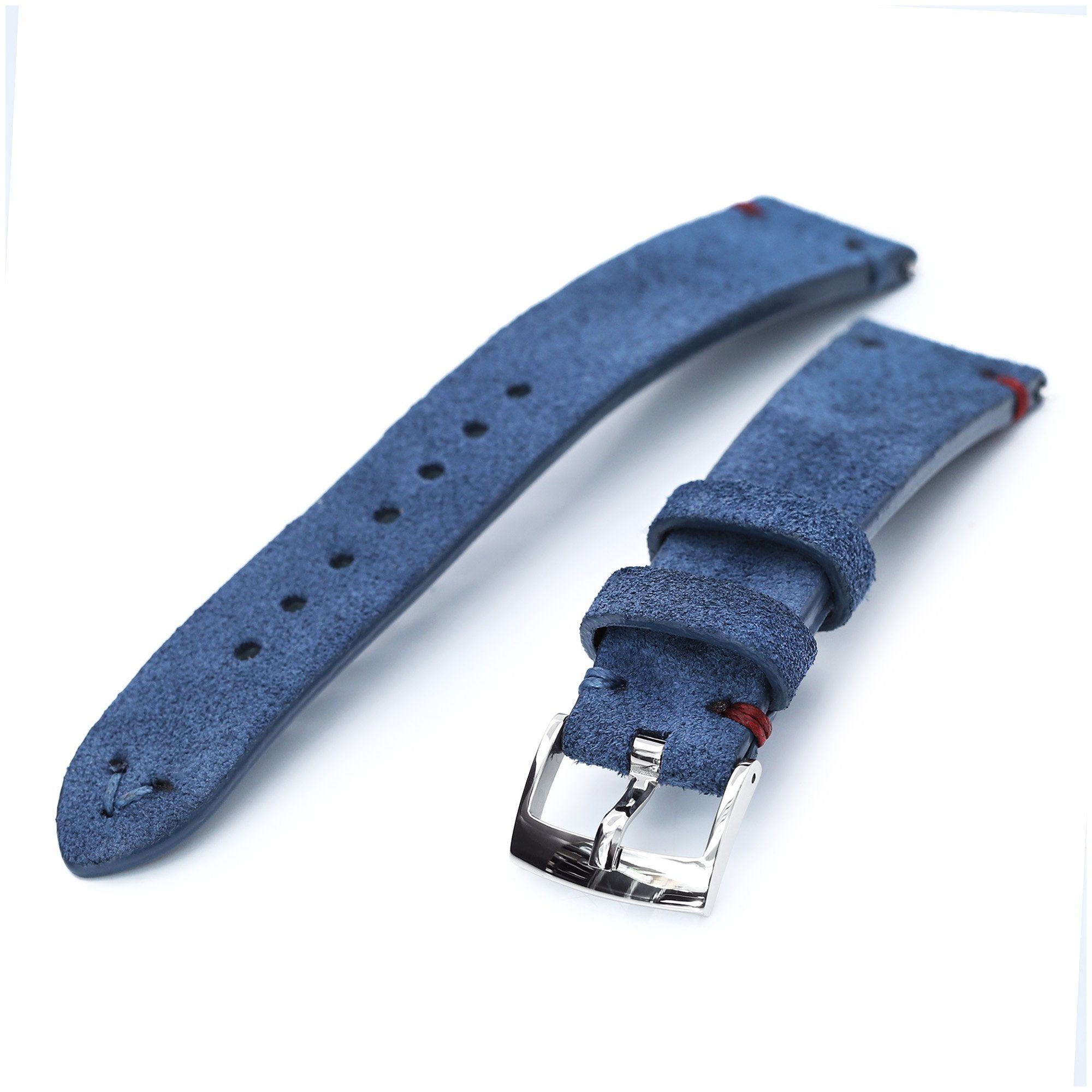 20mm Blue Quick Release Italian Suede Leather Watch Strap Blue Red St. Strapcode Watch Bands