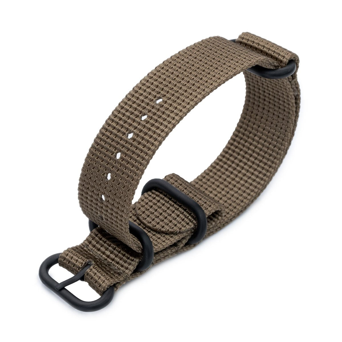 20mm 22mm or 24mm MiLTAT 3 Rings Zulu military watch strap 3D woven nylon armband Khaki PVD Black Hardware Strapcode Watch Bands