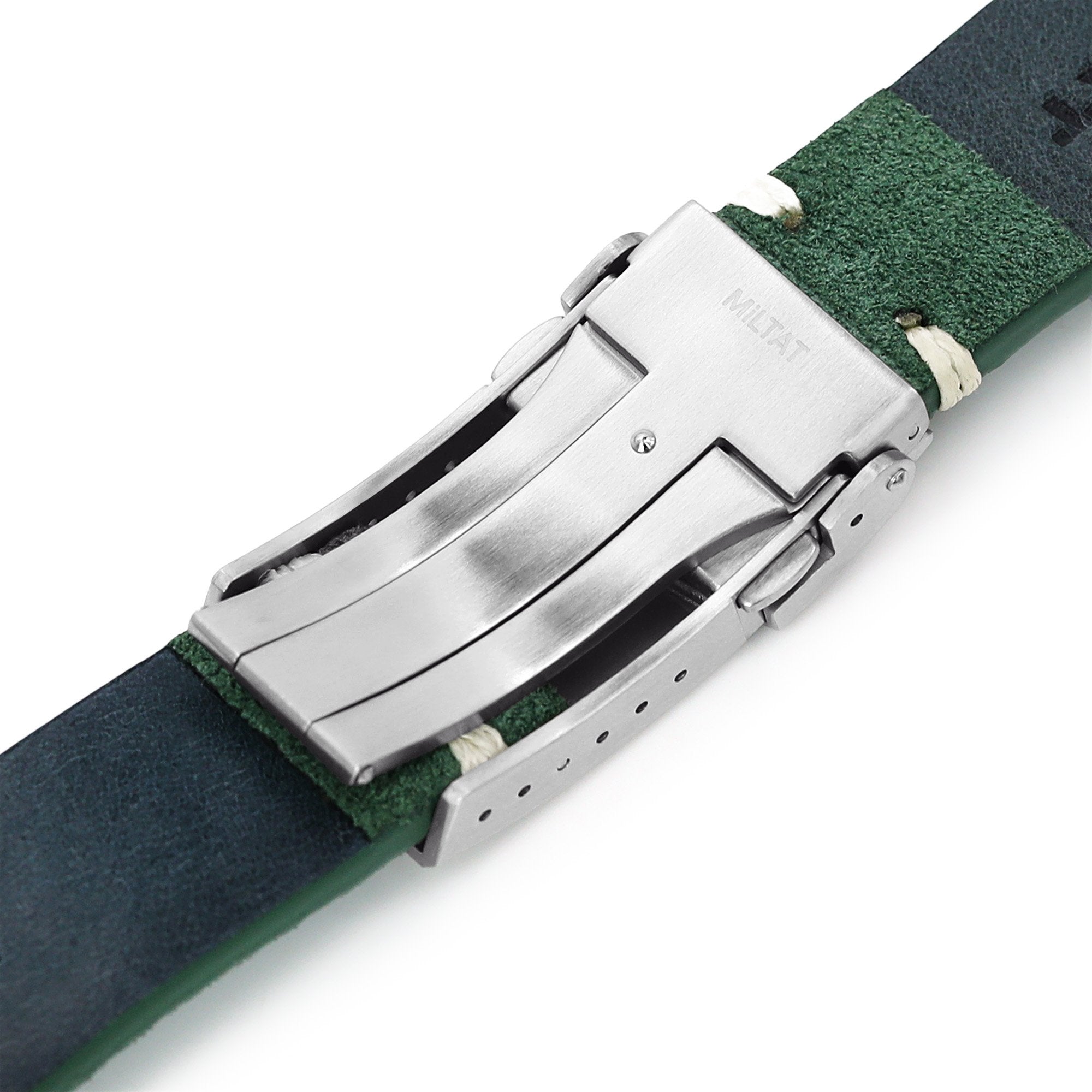 20mm 22mm Green Suede Leather One-Piece Quick Release Strap