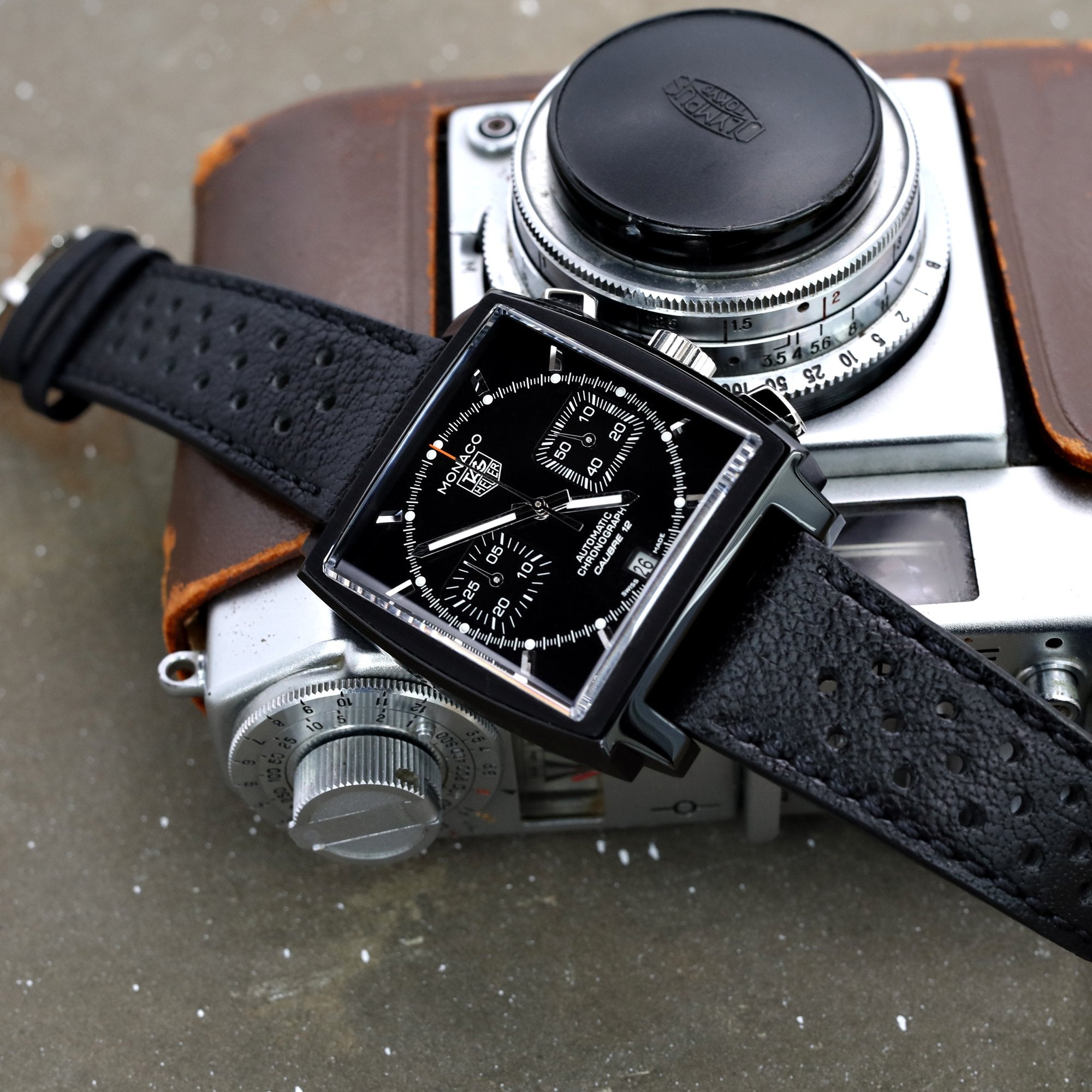 20mm or 22mm MiLTAT Rally Racing Watch Strap, Black Strapcode