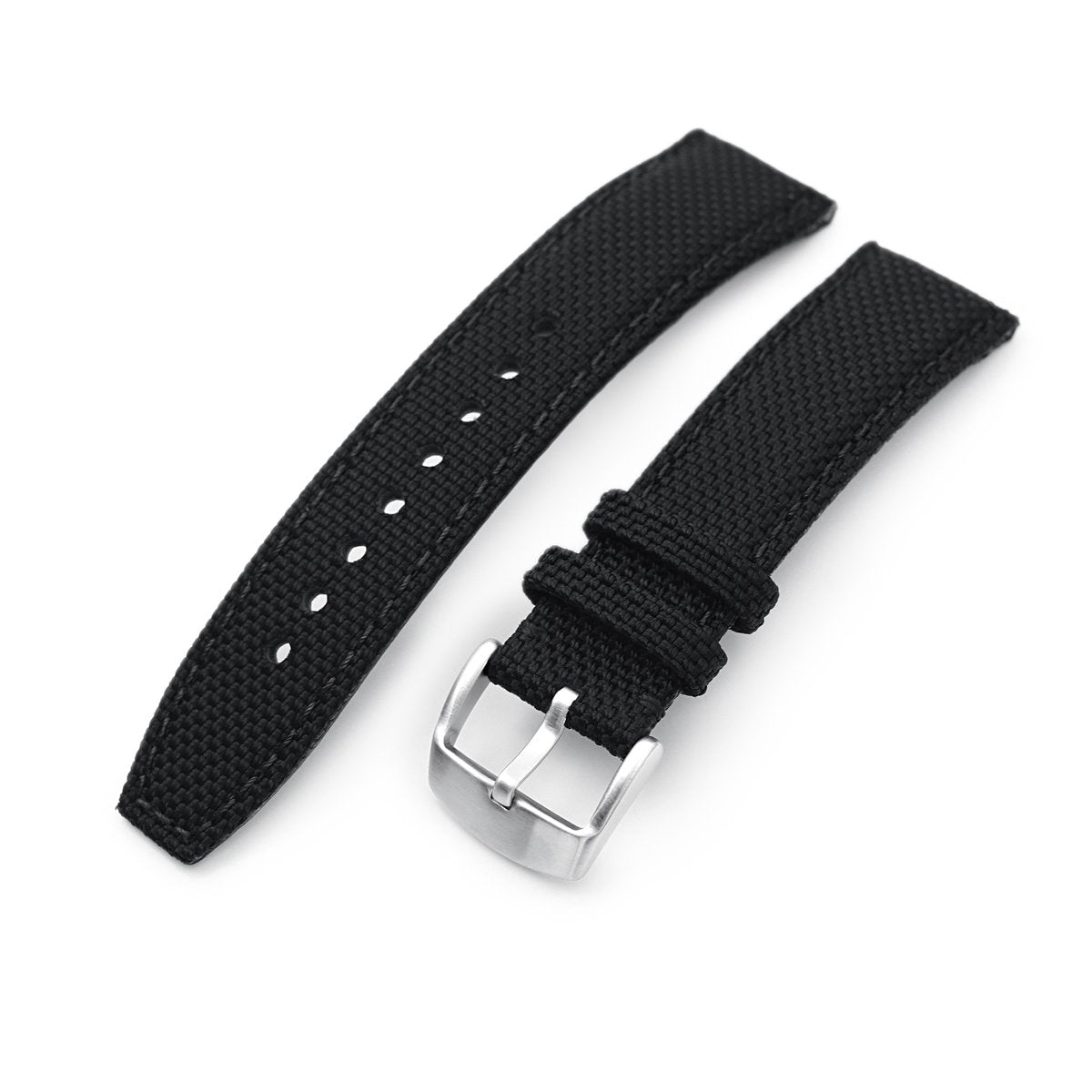 20mm, 21mm or 22mm Strong Texture Woven Nylon Black Watch Strap, Brush -  Strapcode