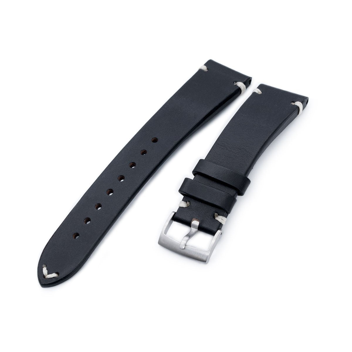 20mm 21mm 22mm MiLTAT Horween Chromexcel Watch Strap Color Black Beige Stitching Strapcode Watch Bands