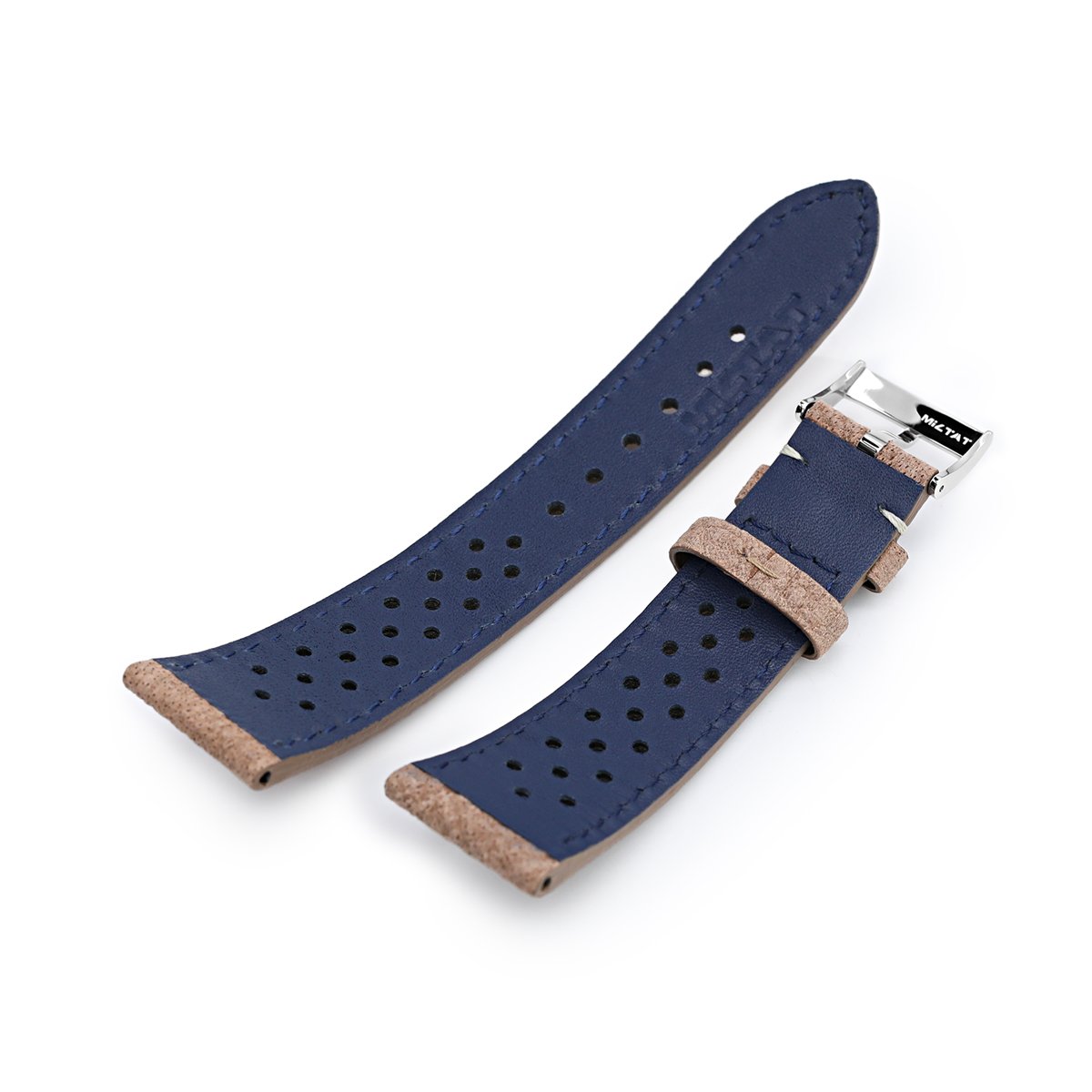 20mm or 22mm MiLTAT Genuine Calf Light Sandy Brown Nubuck Watch Strap Beige Stitching Strapcode Watch Bands