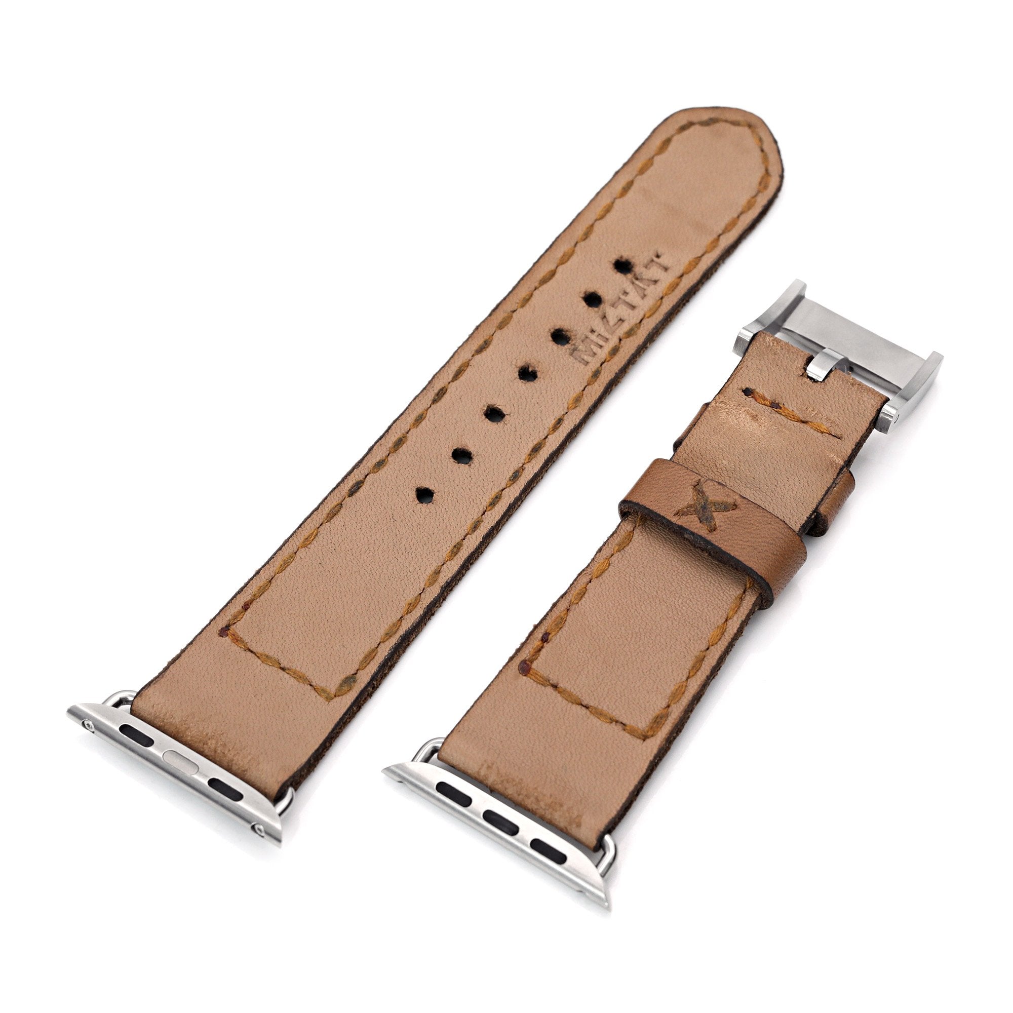 24mm Brown Handmade Apple watch 4, Quick Release Leather Watch Bands