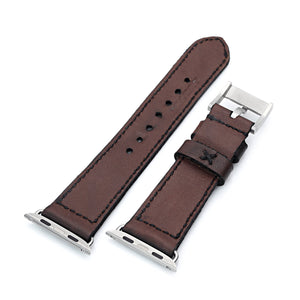 24mm Brown Handmade Apple watch 4, Quick Release Leather Watch Bands -  Strapcode