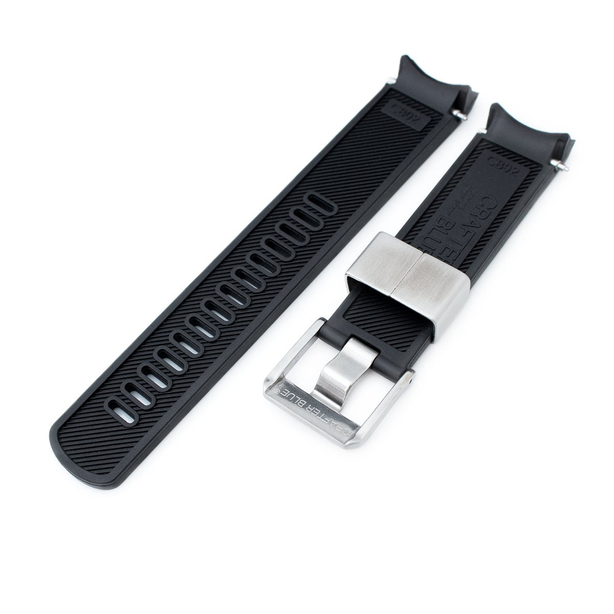 20mm Crafter Blue Black Rubber Curved Lug Watch Band for Seiko Sumo SBDC001 Strapcode Watch Bands