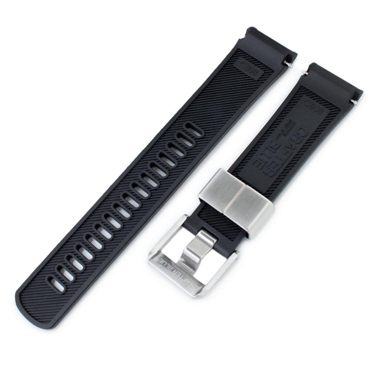22mm Crafter Blue Black Rubber Curved Lug Watch Band for Seiko Turtle SRP777 Strapcode Watch Bands