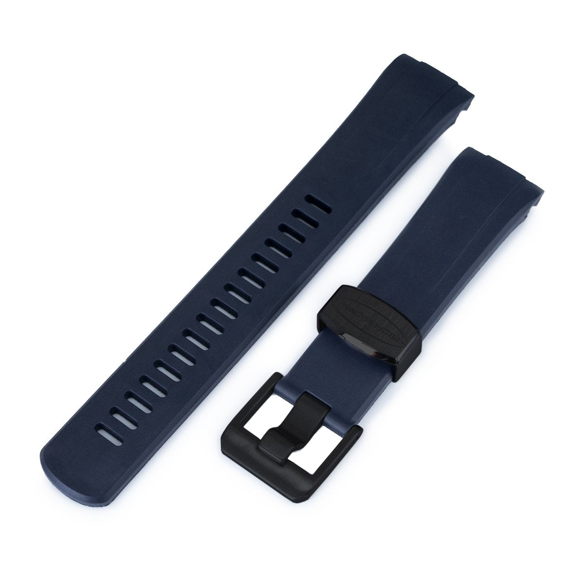 22mm Crafter Blue Navy Blue Rubber Curved Lug Watch Band for Seiko Turtle SRP777 PVD Black Buckle Strapcode Watch Bands