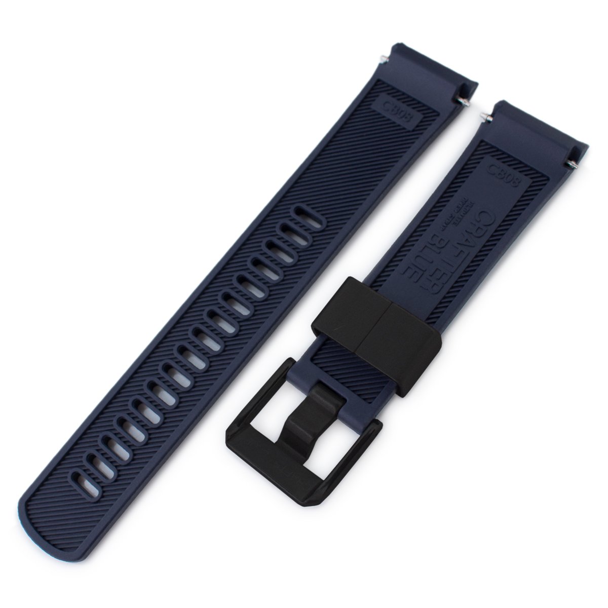 22mm Crafter Blue Navy Blue Rubber Curved Lug Watch Band for Seiko Turtle SRP777 PVD Black Buckle Strapcode Watch Bands