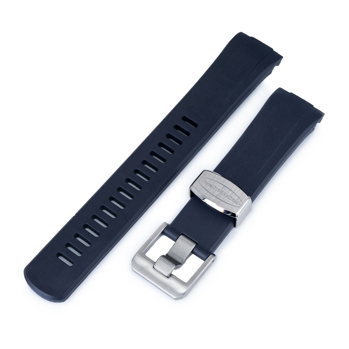 22mm Crafter Blue Navy Blue Rubber Curved Lug Watch Band for Seiko Turtle SRP777 Strapcode Watch Bands