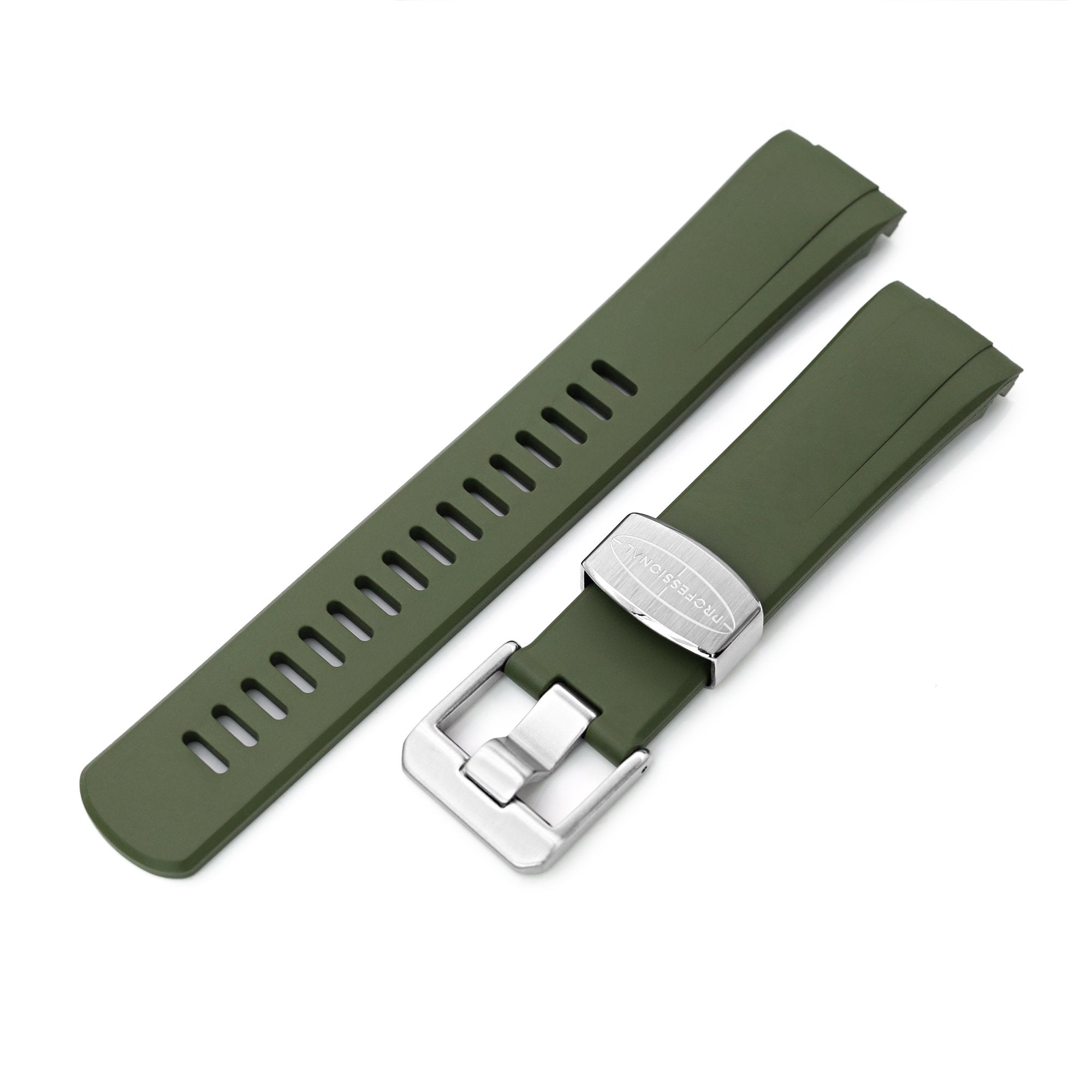 22mm Crafter Blue Military Green Rubber Curved Lug Watch Band for Seiko Turtle SRP777 Strapcode Watch Bands