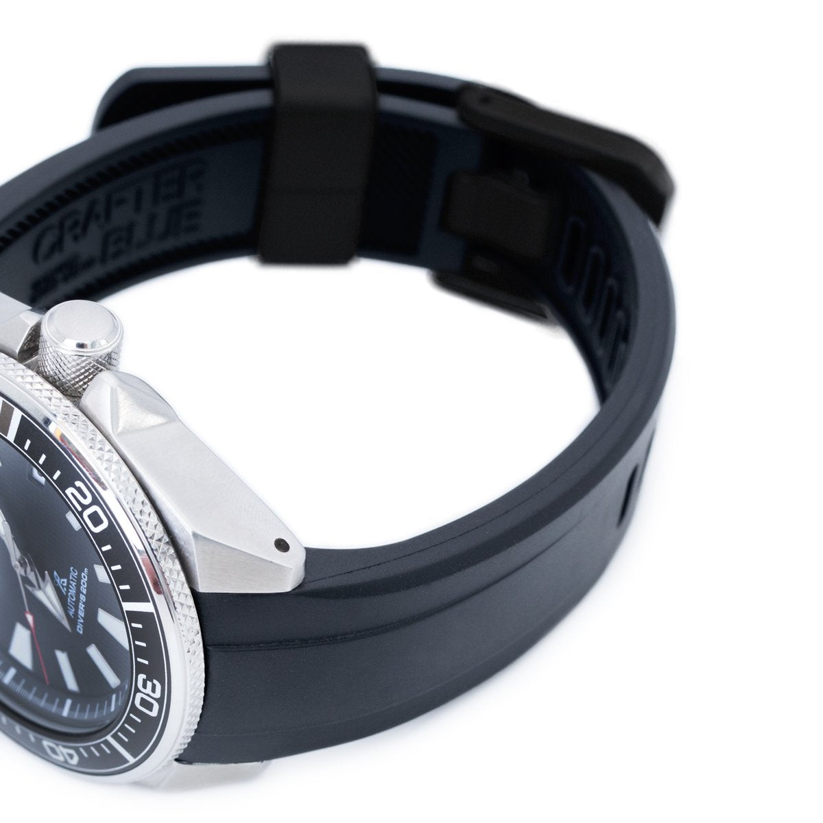 Seiko Samurai SRPB51 Crafter Blue Black Rubber Straps Strapcode
