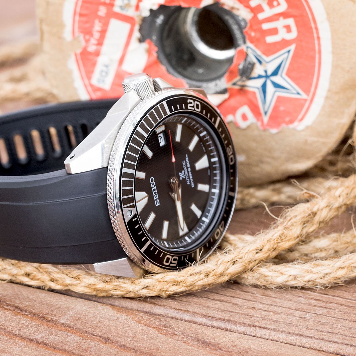 pension bøf Jolly Seiko Samurai SRPB51 Crafter Blue Black Rubber Straps | Strapcode