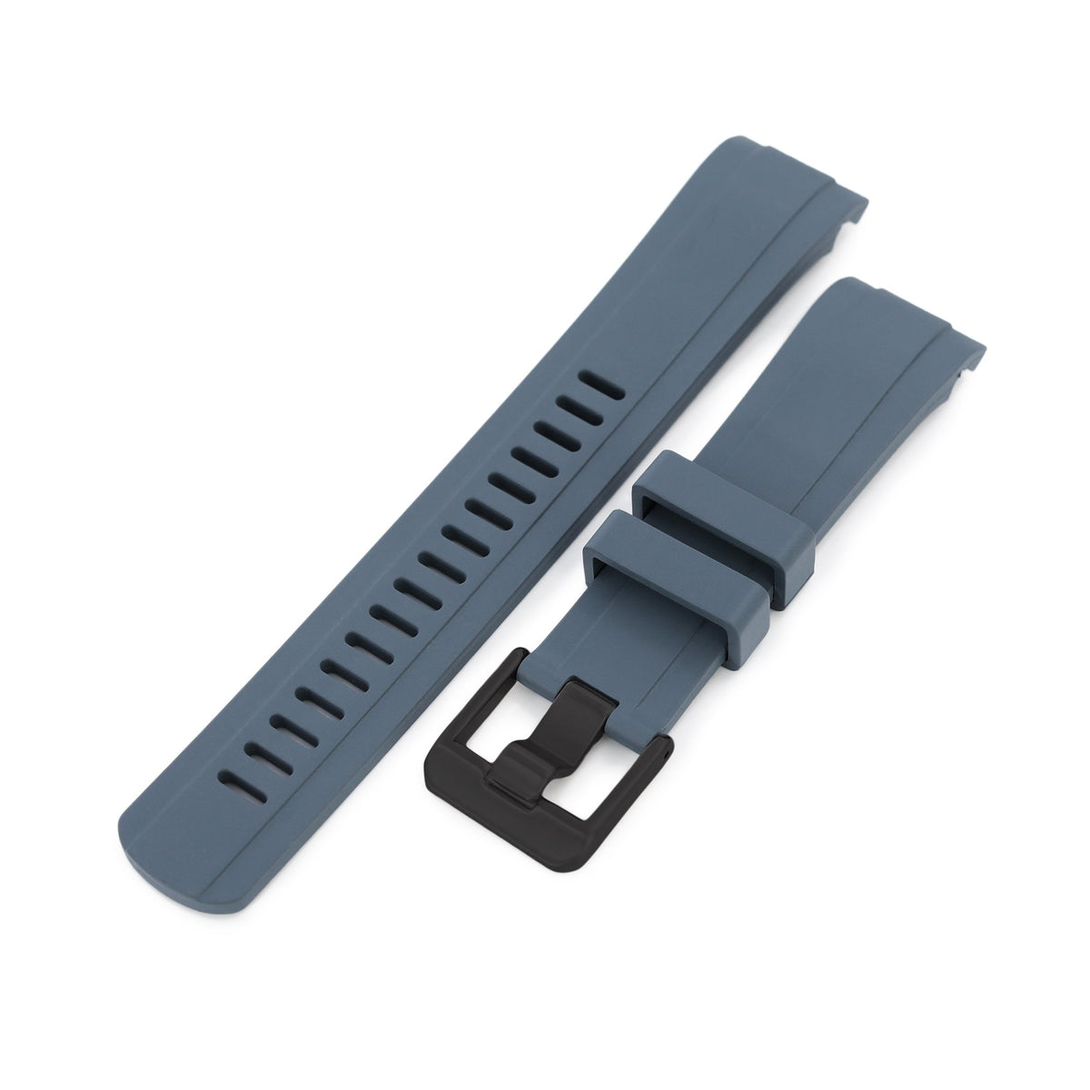 22mm Crafter Blue CB10 Grey Rubber Curved Lug Watch Band for Seiko SKX007 Strapcode Watch Bands