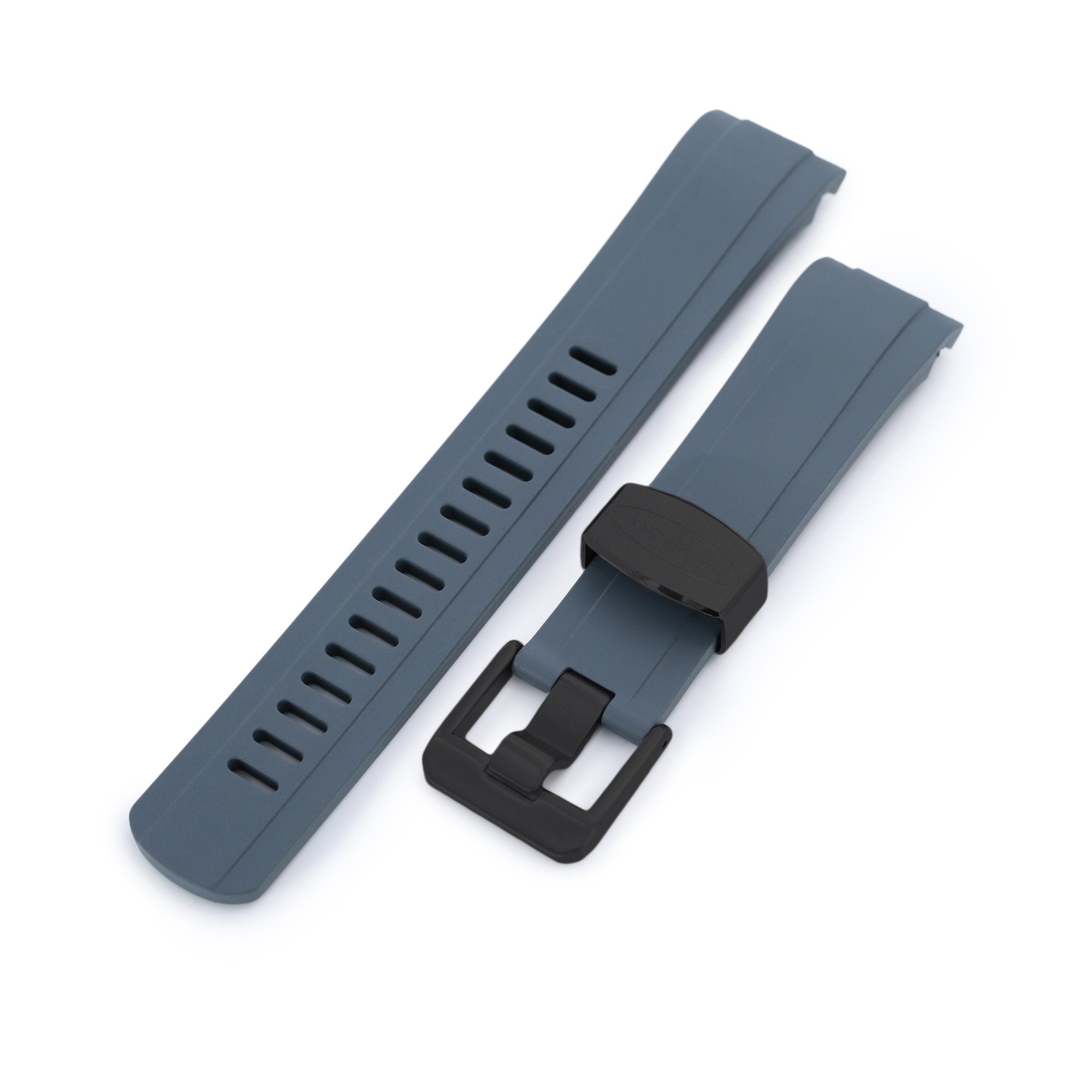 22mm Crafter Blue CB10 Grey Rubber Curved Lug Watch Band for Seiko SKX007 Strapcode Watch Bands