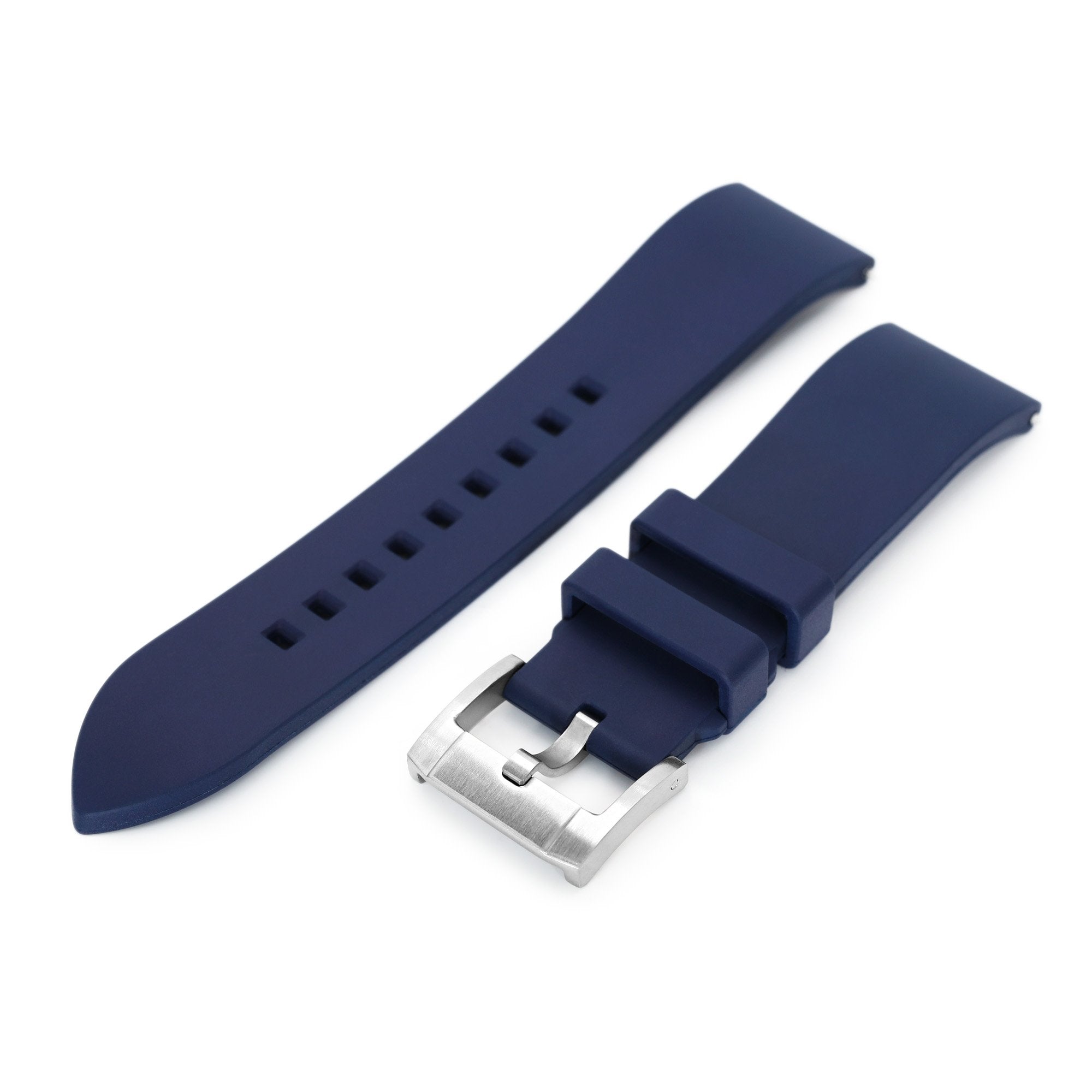 20mm or 22mm Straight End Navy Blue FKM Rubber Quick Release Watch