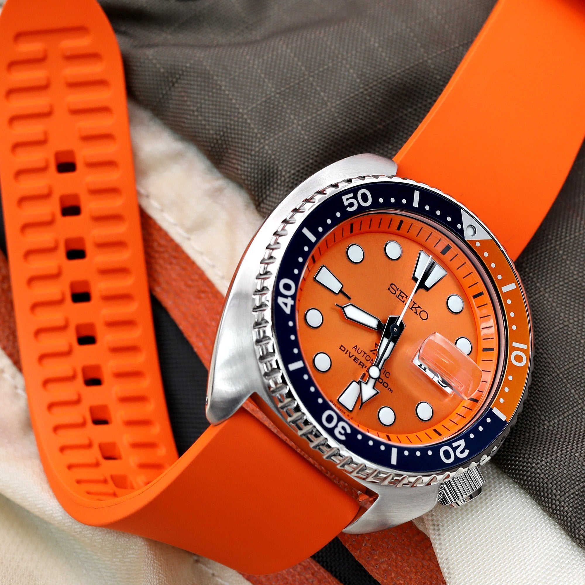 Seiko Prospex SRPC95K1 Divers Watch Limited Edition Orange New Turtle 200m Strapcode Watch Bands