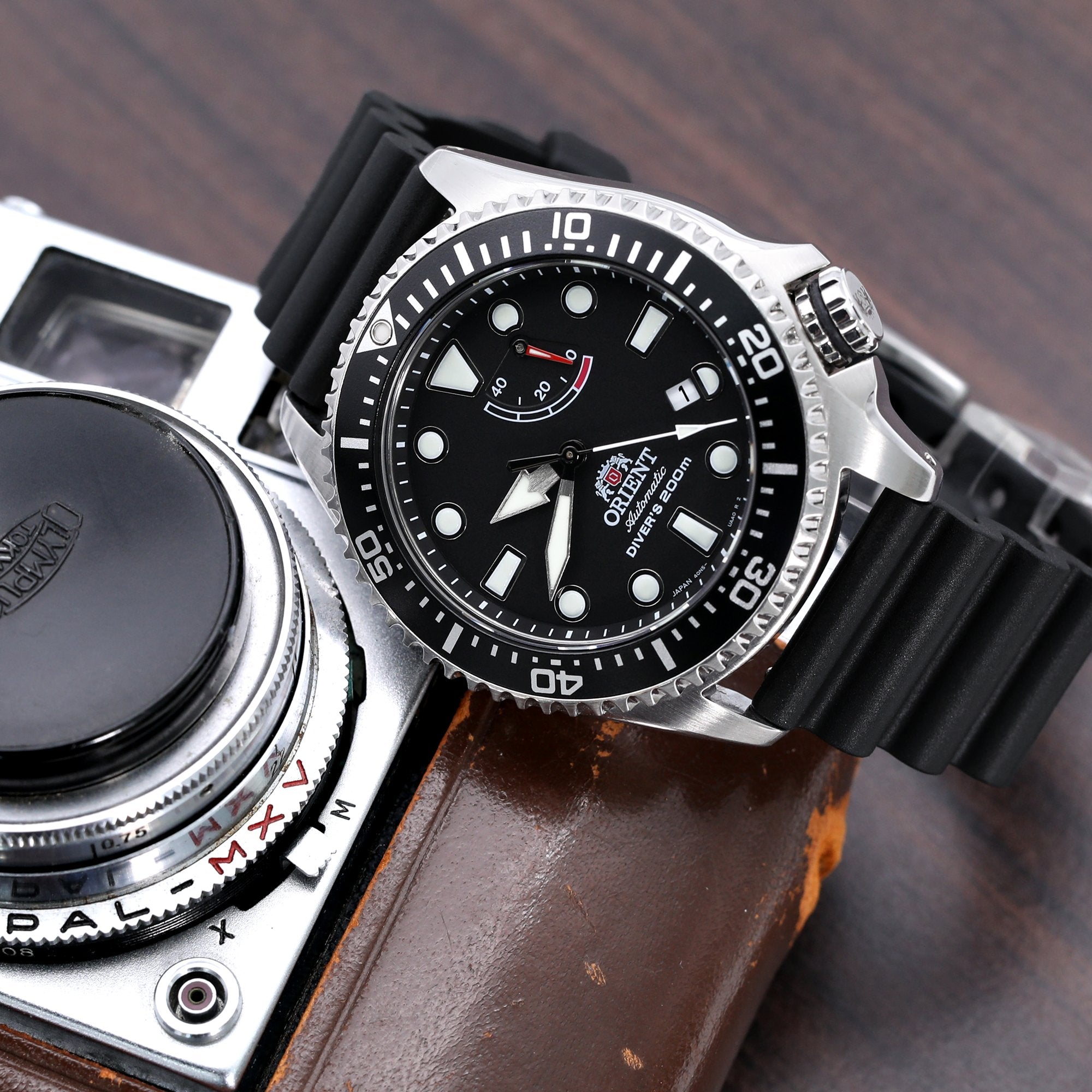 Orient RA-EL0001B00B Men Triton Black Dial Power Reserve Automatic Dive Watch Strapcode Watch Bands