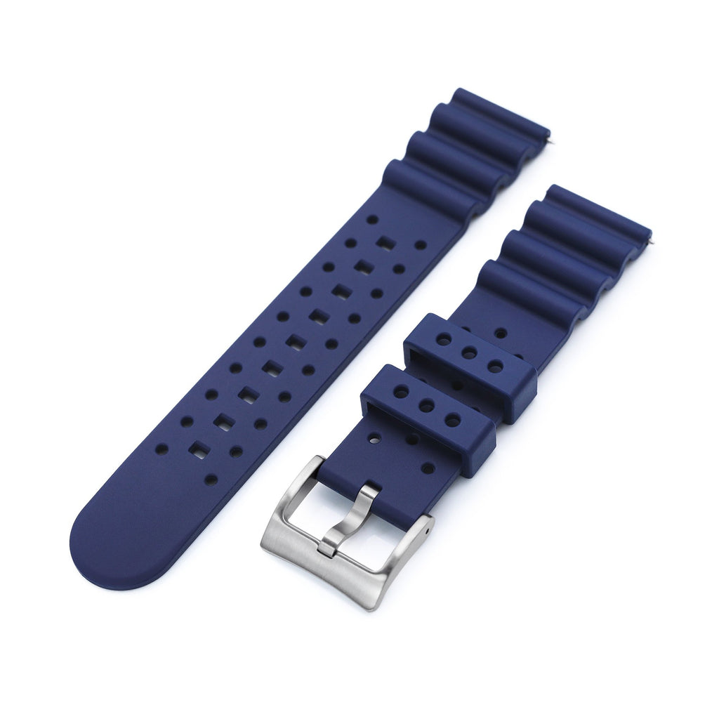 リストバディーズ ユニバーサル FKM ラバーウォッチストラップ 20mm Waffle Watch Band Chaffle Curved FKM rubber Watch Strap