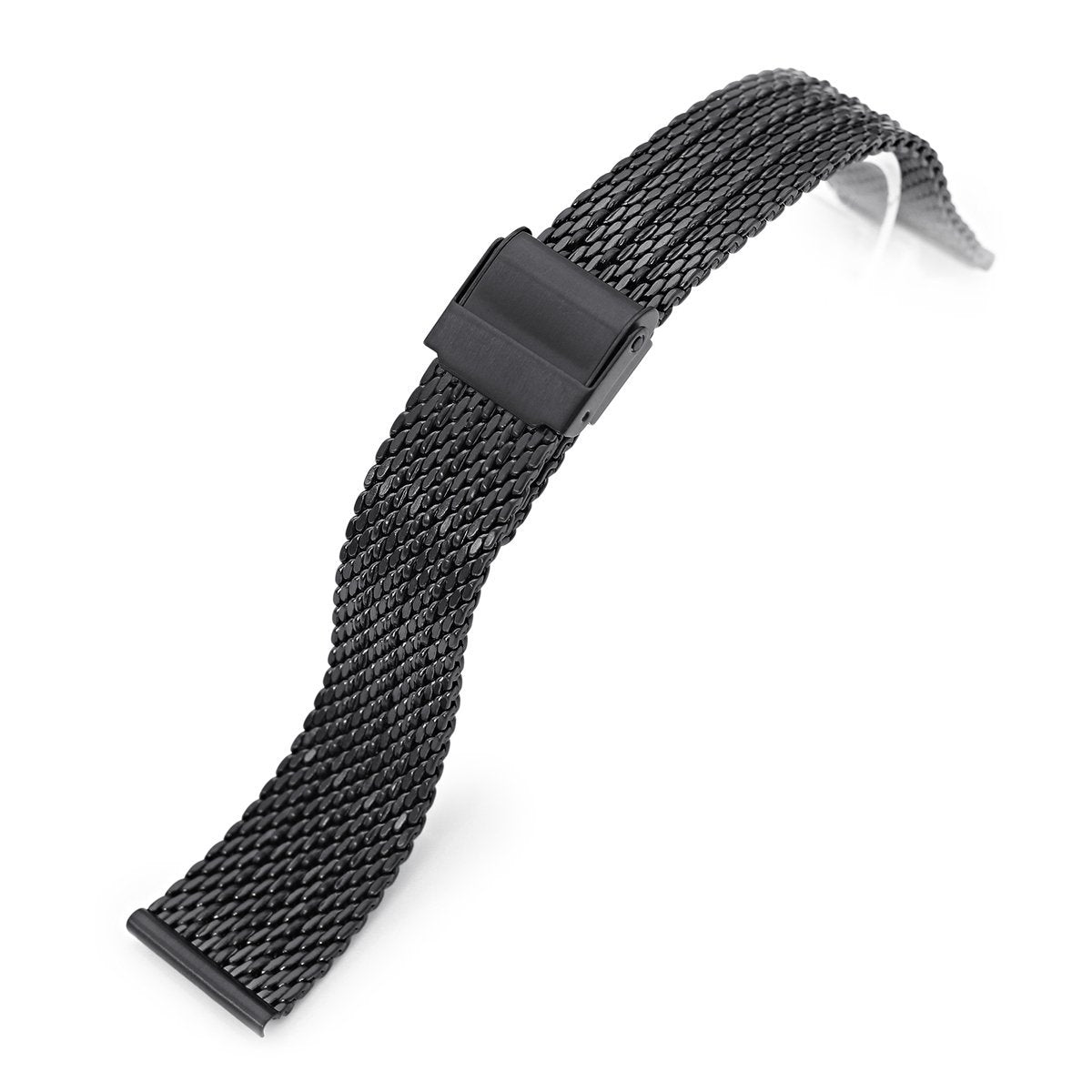 20mm Milanese Bony Wire Mesh Band, PVD Black - Strapcode