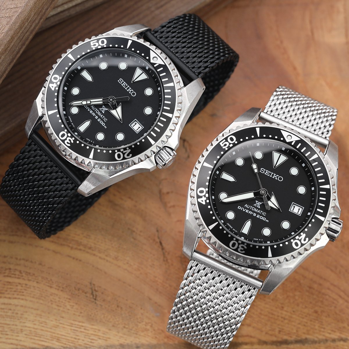20mm, Tapered Milanese Wire Mesh Band, PVD Black Strapcode