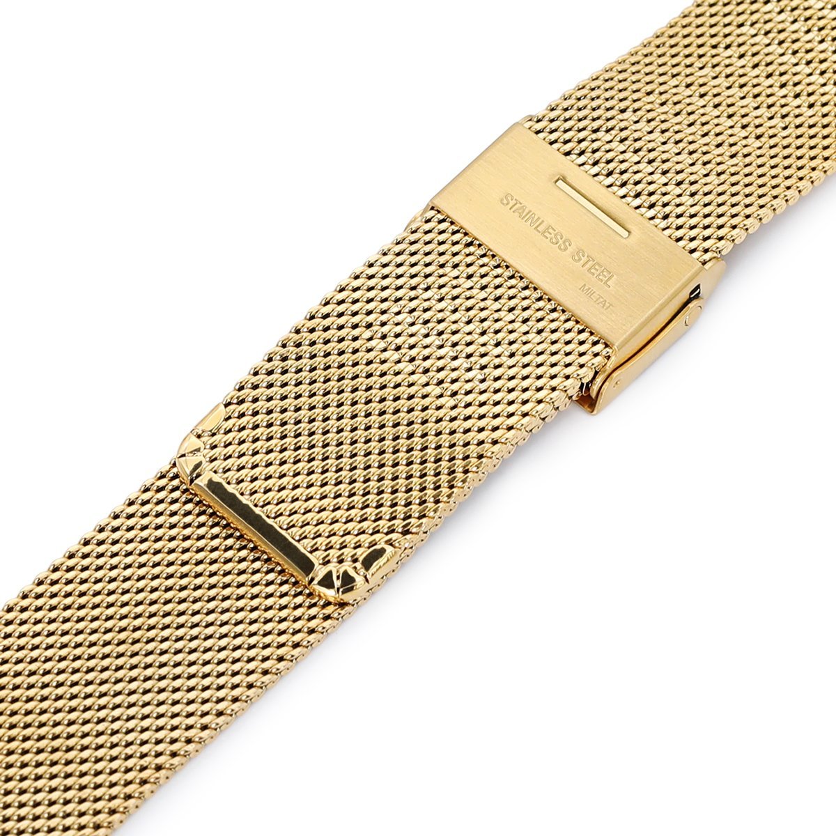 18mm 20mm or 22mm Classic Vintage Knitted Superfine Wire Mesh Band Polished IP Gold Strapcode Watch Bands