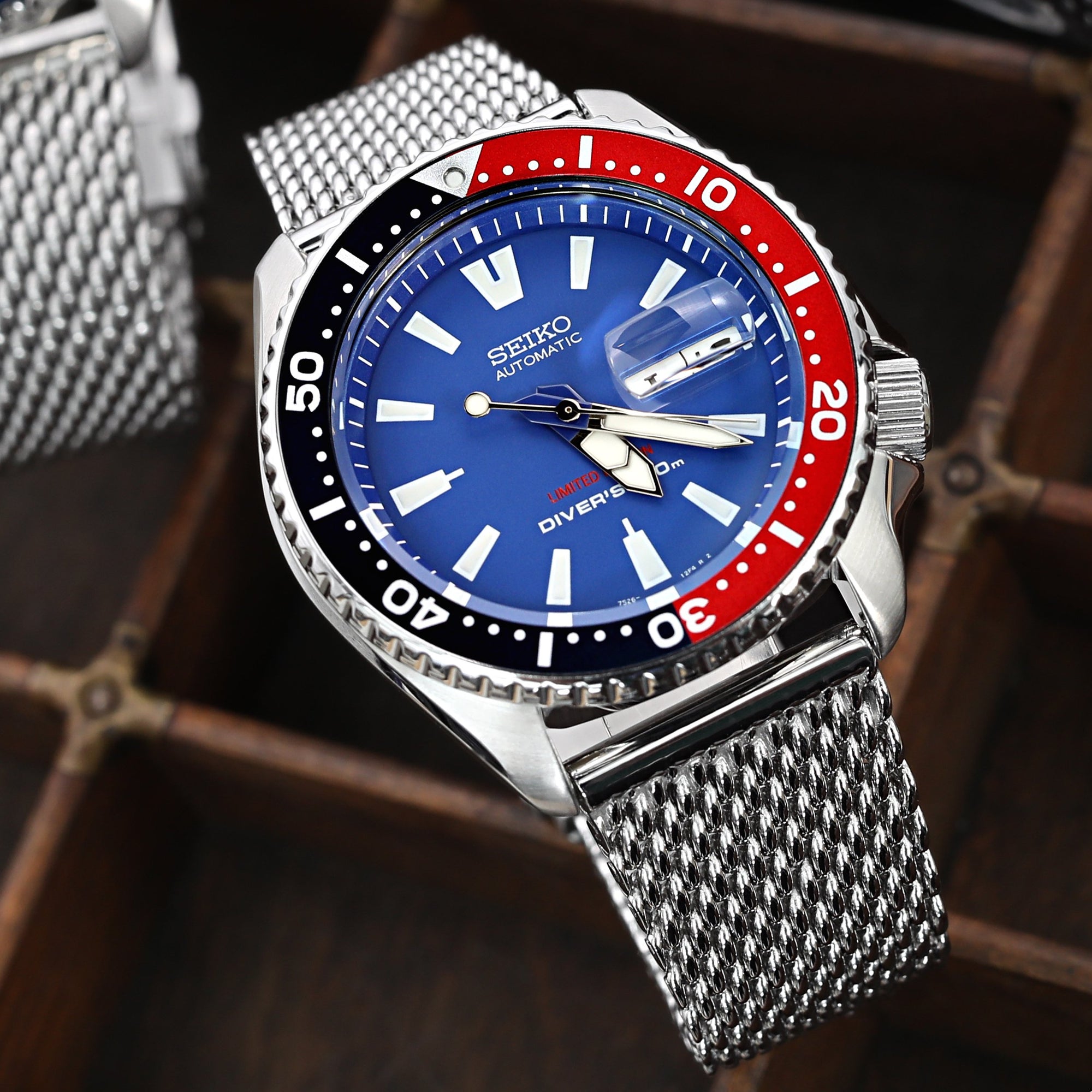 20mm Solid End Mesh Band Stainless Steel Watch Bracelet Wetsuit Ratchet Buckle Polished Strapcode Watch Bands