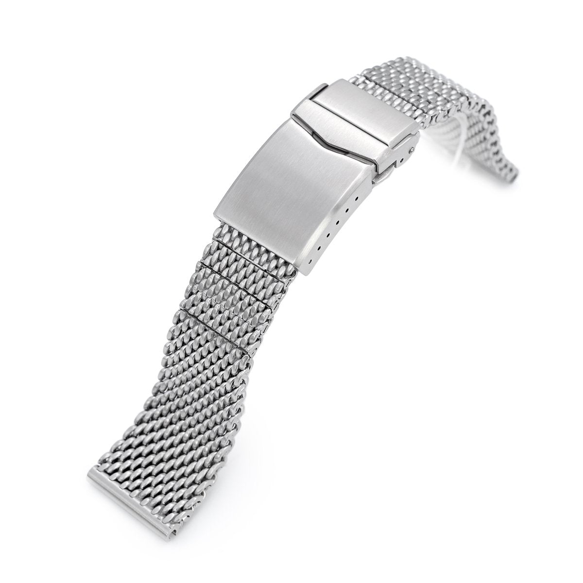 20mm 22mm Solid End Massy Mesh Band Stainless Steel Watch Bracelet V-Clasp Brushed Strapcode Watch Bands