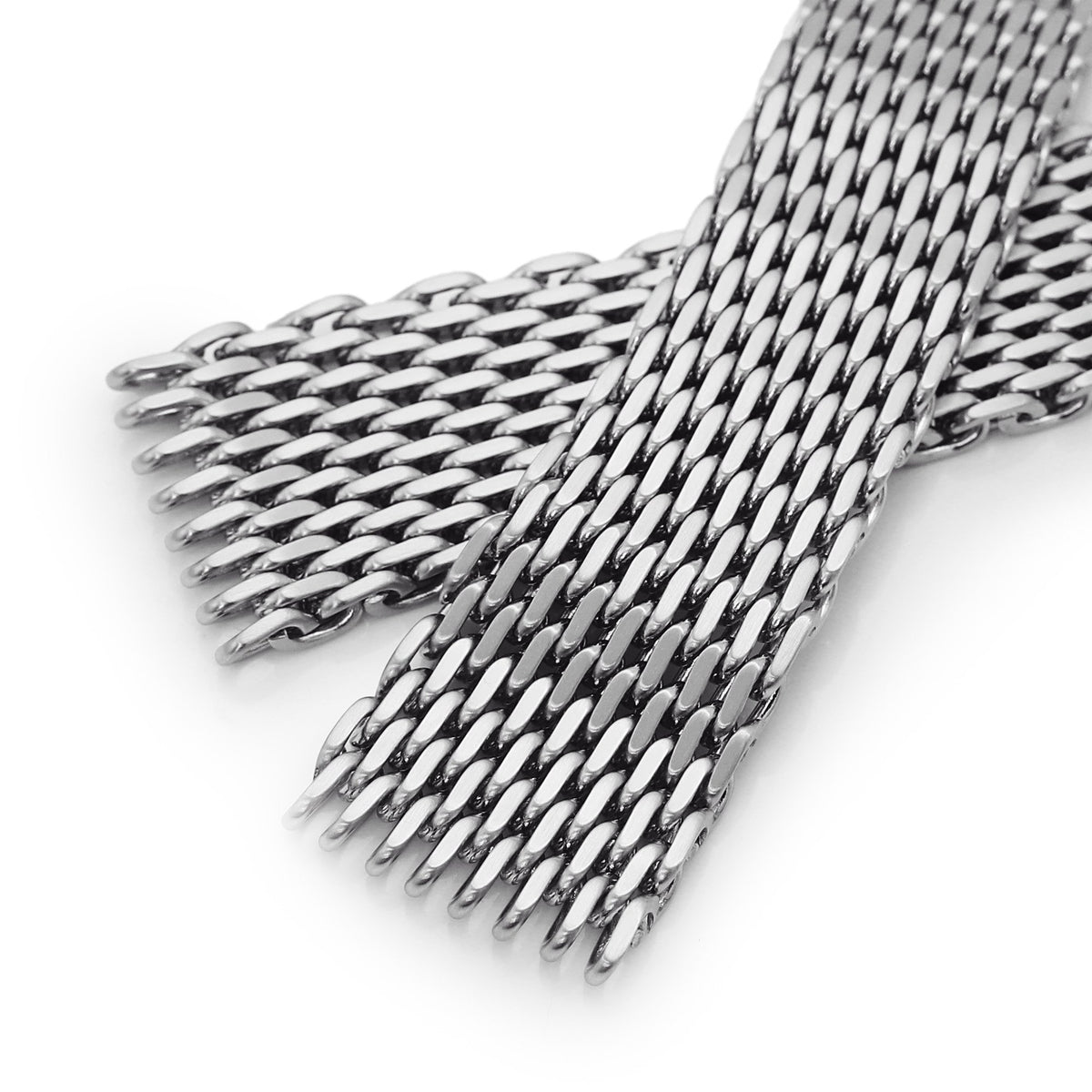 22mm Tapered &quot;SHARK&quot; Mesh Band Stainless Steel Watch Bracelet V-Clasp Brushed Strapcode Watch Bands