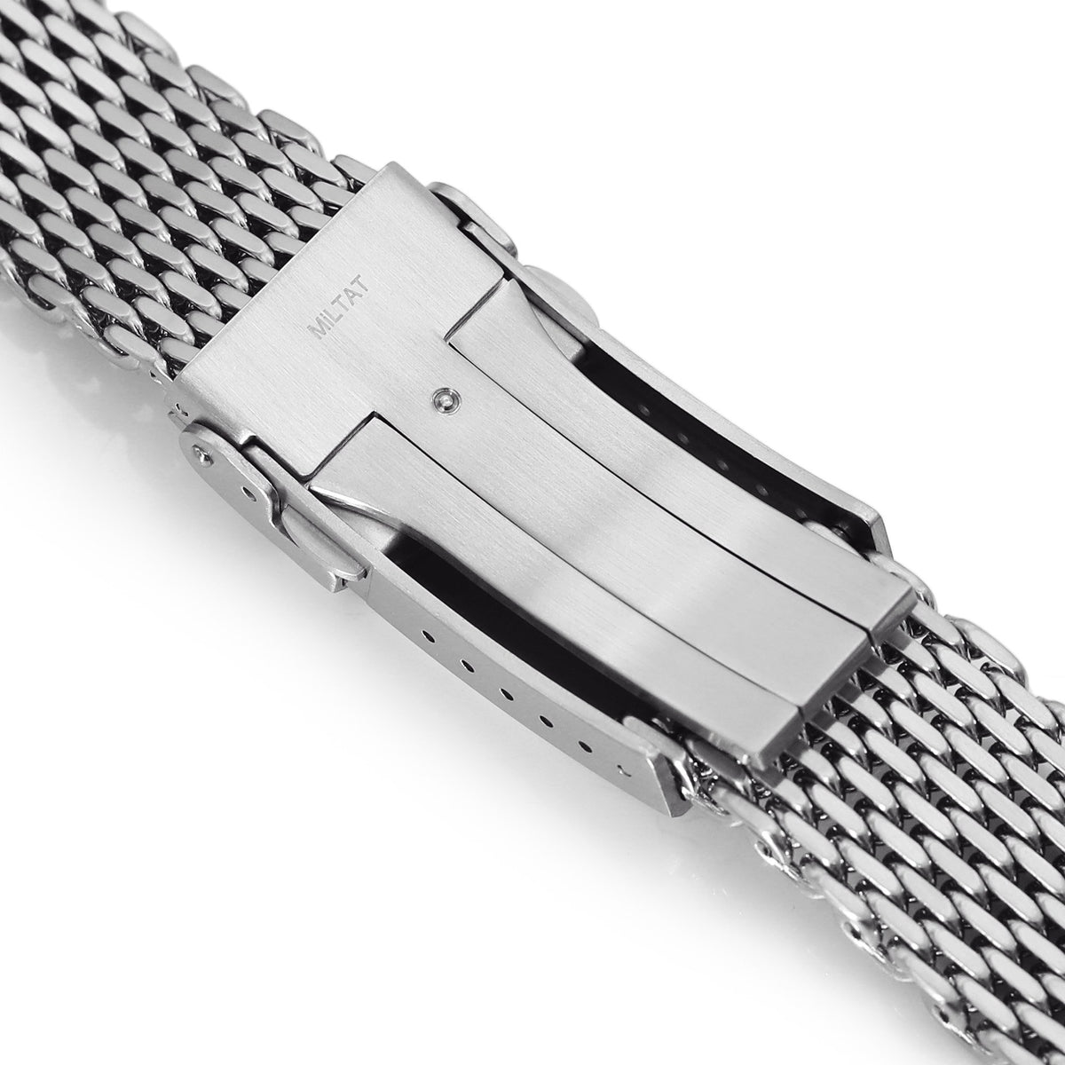 22mm Tapered &quot;SHARK&quot; Mesh Band Stainless Steel Watch Bracelet V-Clasp Brushed Strapcode Watch Bands