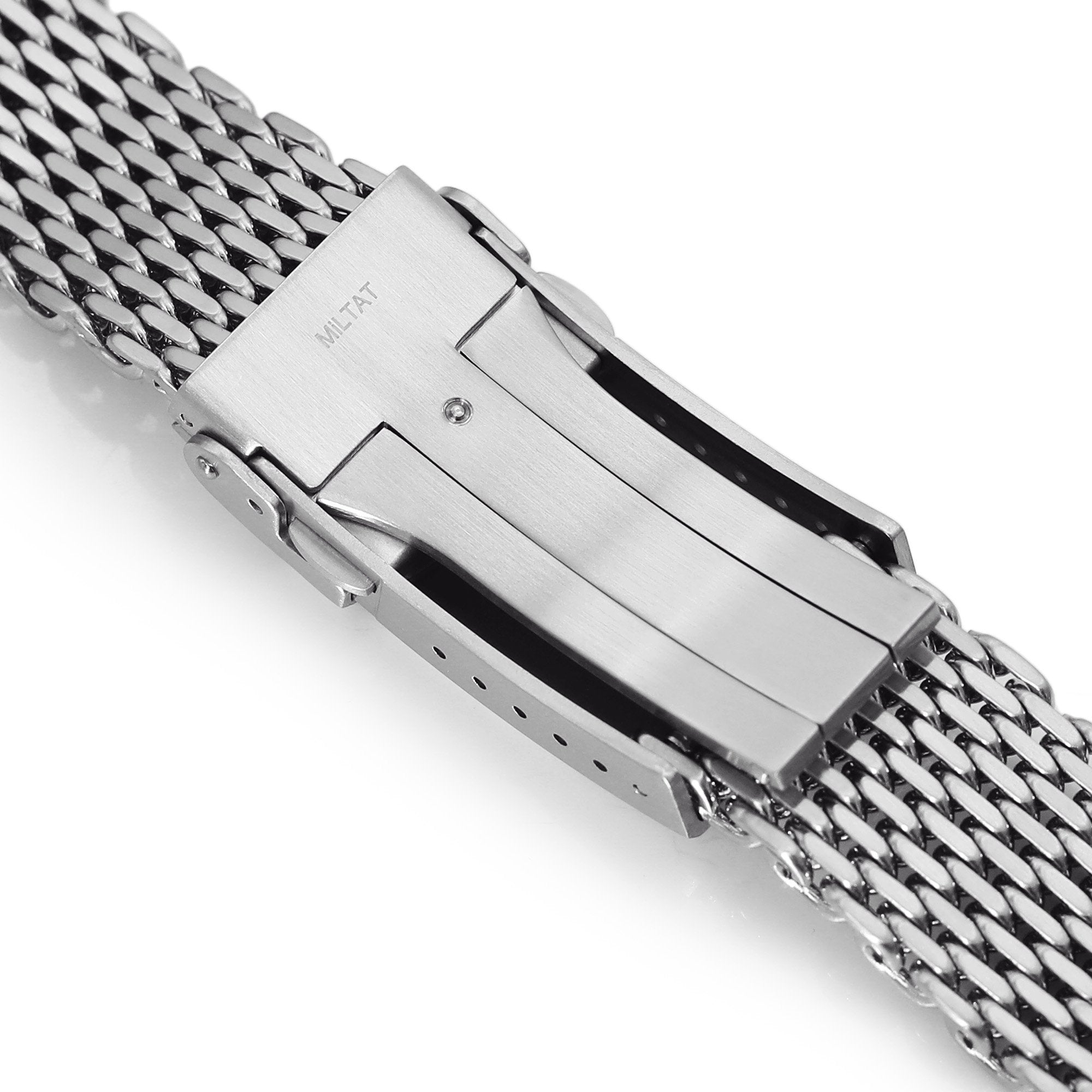 22mm Tapered SHARK Mesh Band Watch Bracelet Brushed