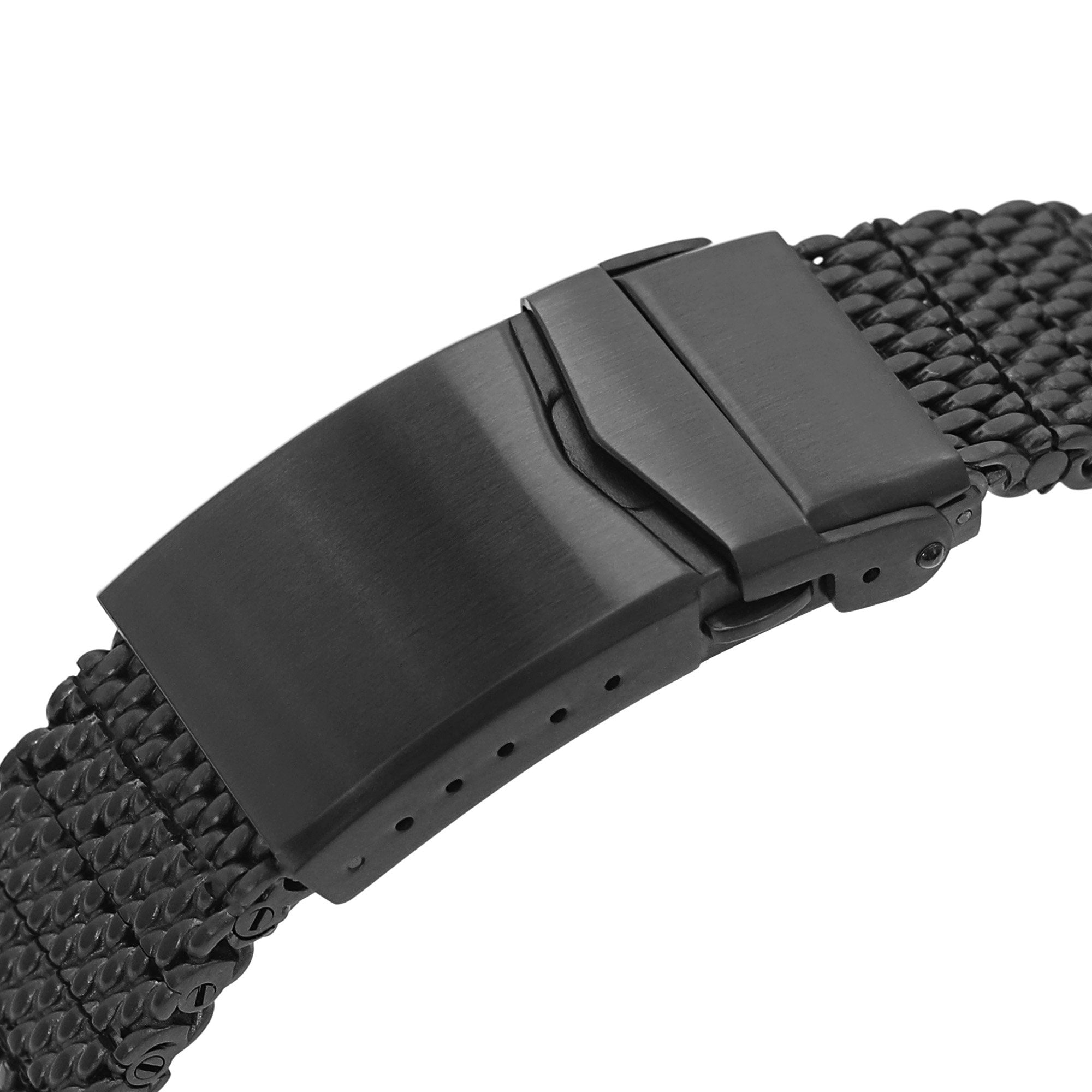 20mm 22mm Solid End Massy Mesh Band Stainless Steel Watch Bracelet V-Clasp PVD Black Strapcode Watch Bands